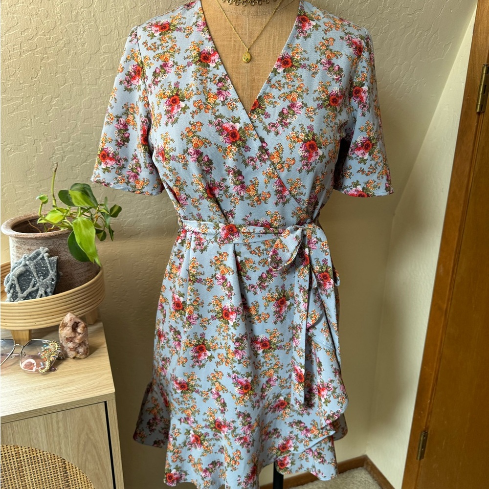 Topshop Confetti Floral Wrap Tea Dress